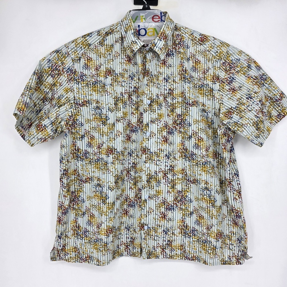 Jhane Barnes Shirt Mens XXL Geometric Button Up Frequency Short Sleeve Abstract